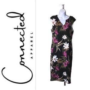 Connected Apparel Women’s  Knee length Floral Sheath Dress  Size 12 EUC